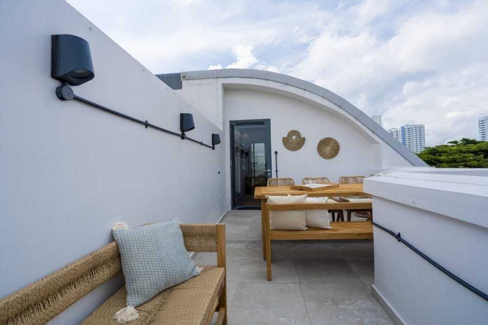 Scandinavian Rooftop with Outdoor Table and Outdoor Chairs