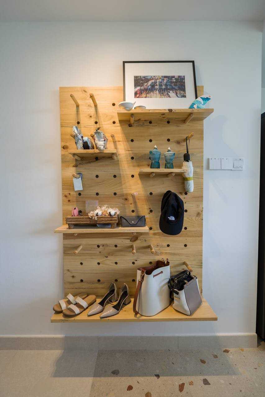 Scandinavian Entryway with Shoe Rack and Console Table