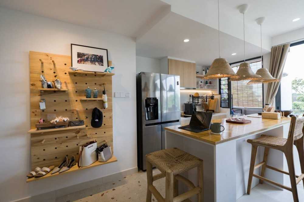 Scandinavian Kitchen with Countertop and Kitchen Cabinets