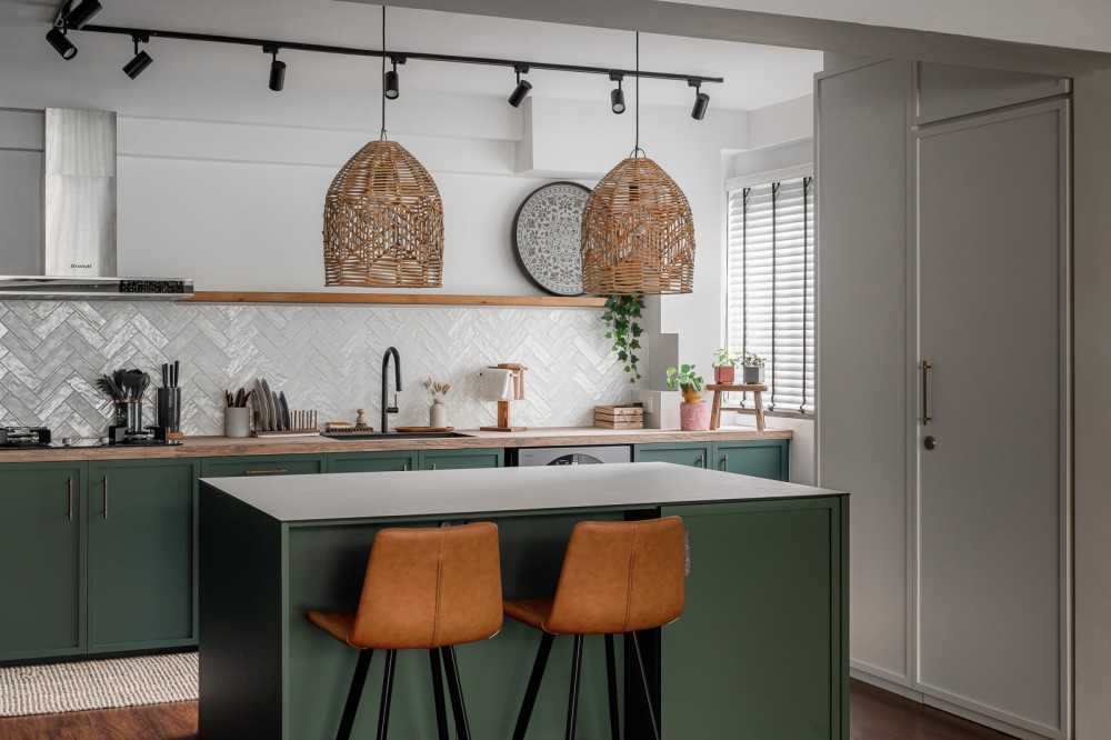 Scandinavian Kitchen with Countertop and Kitchen Island