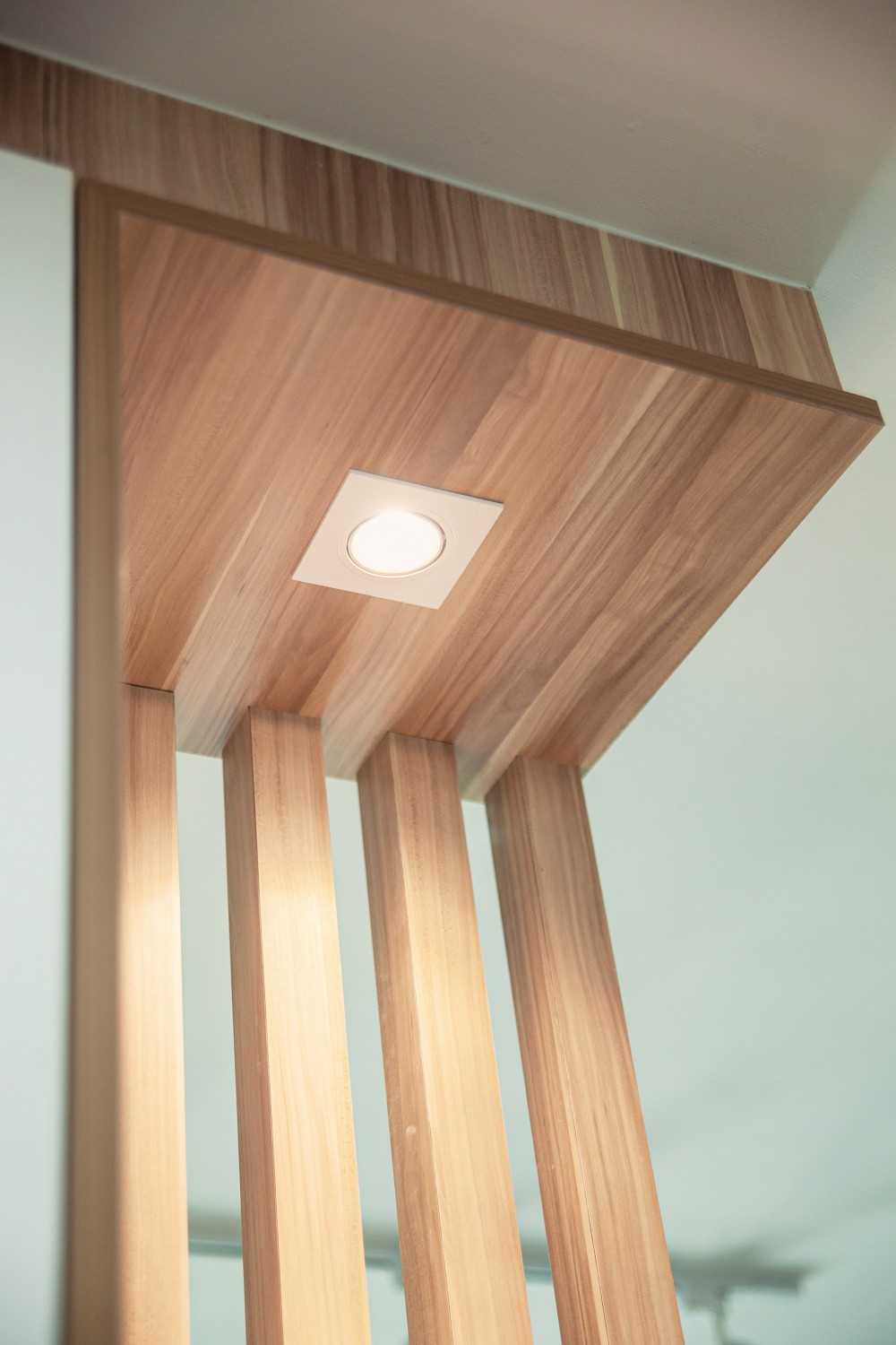 Scandinavian Entryway with Downlights and Room Divider