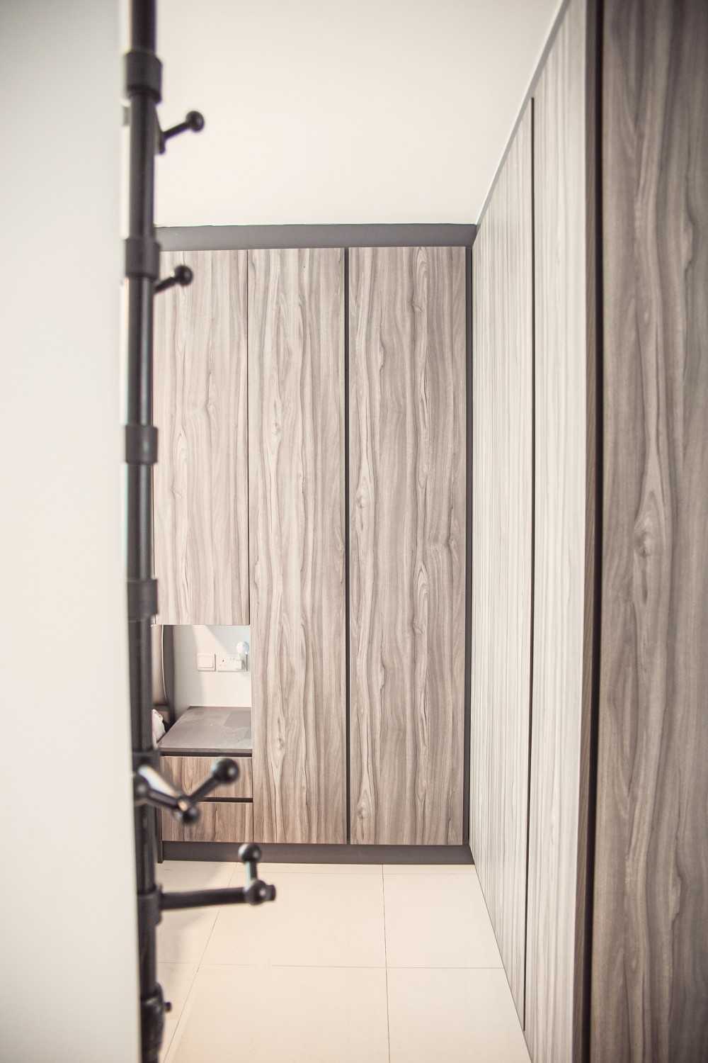 Scandinavian Bedroom with Wardrobe and Bedside Table