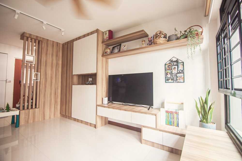 Scandinavian Living Room with Settee and Homogeneous Tiles