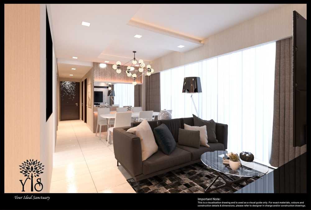 Modern Dining Room with Mirror and Drop Ceiling