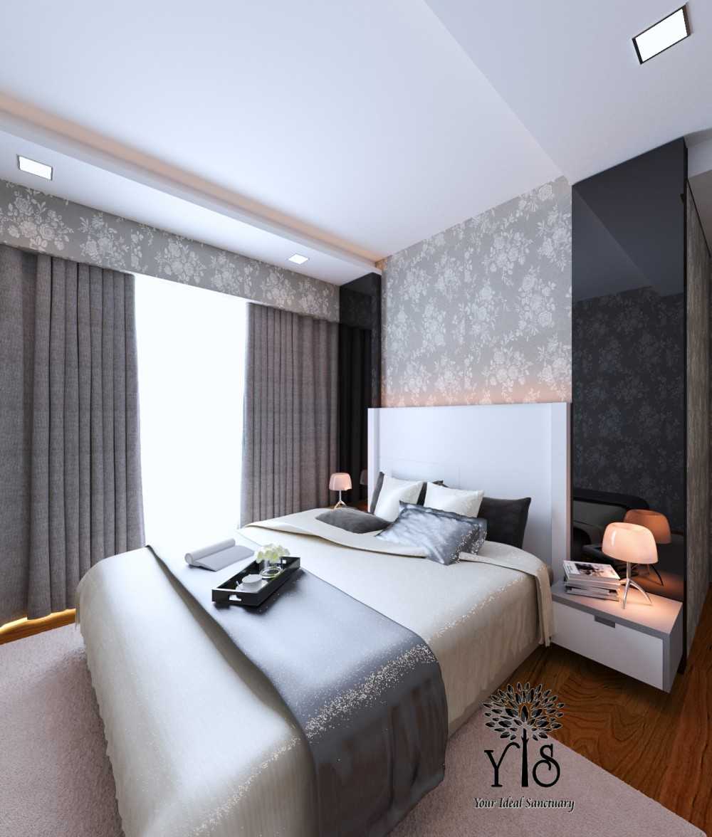 Modern Bedroom with Feature Wall and Drop Ceiling