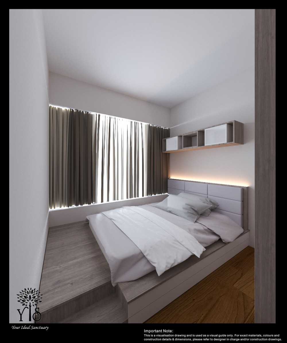 Modern Bedroom with Bookshelf and Platform Bed