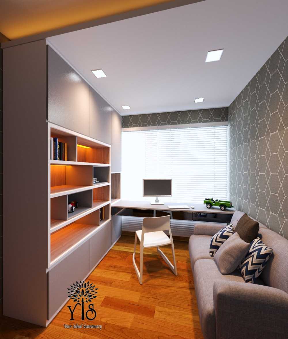 Modern Study with Bookshelf and Desk