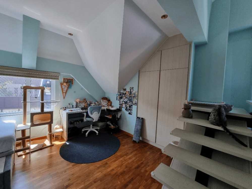 Eclectic Bedroom with Parquet Floor and Wardrobe