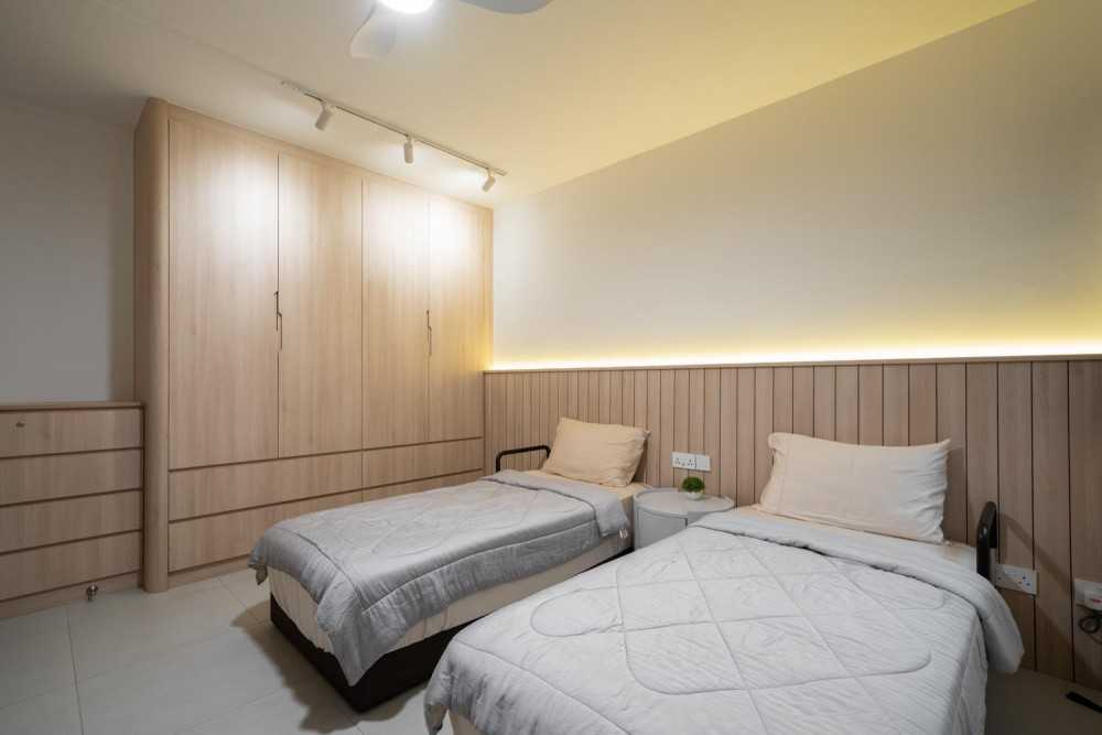Contemporary Bedroom with Wardrobe and Built-in Bed