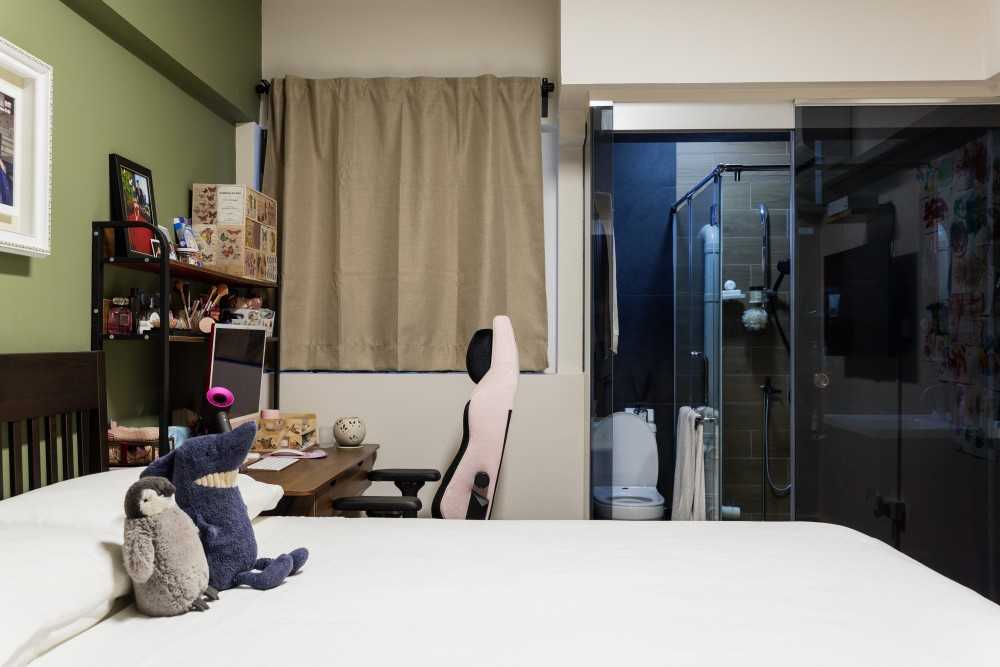Contemporary Bedroom with Desk and Desk Chairs
