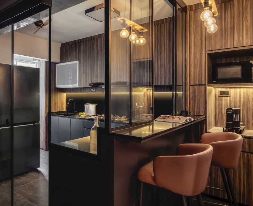 Industrial Kitchen with Countertop and Homogeneous Tiles