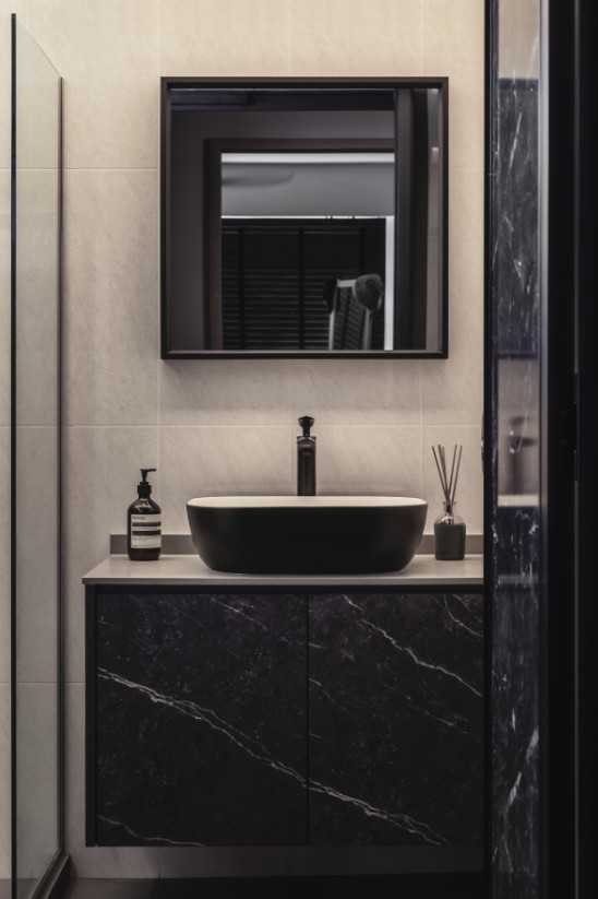 Industrial Bathroom with Countertop and Shower Screen