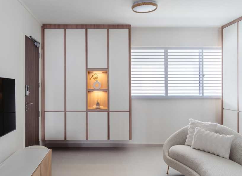 Modern Entryway with Sofa and Storage Cabinets