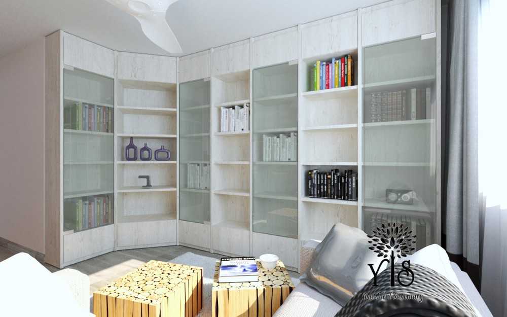 Contemporary Living Room with Bookshelf and Vinyl Flooring
