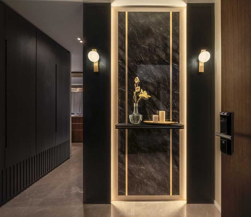 Modern Entryway with Storage Cabinets and Small Storage