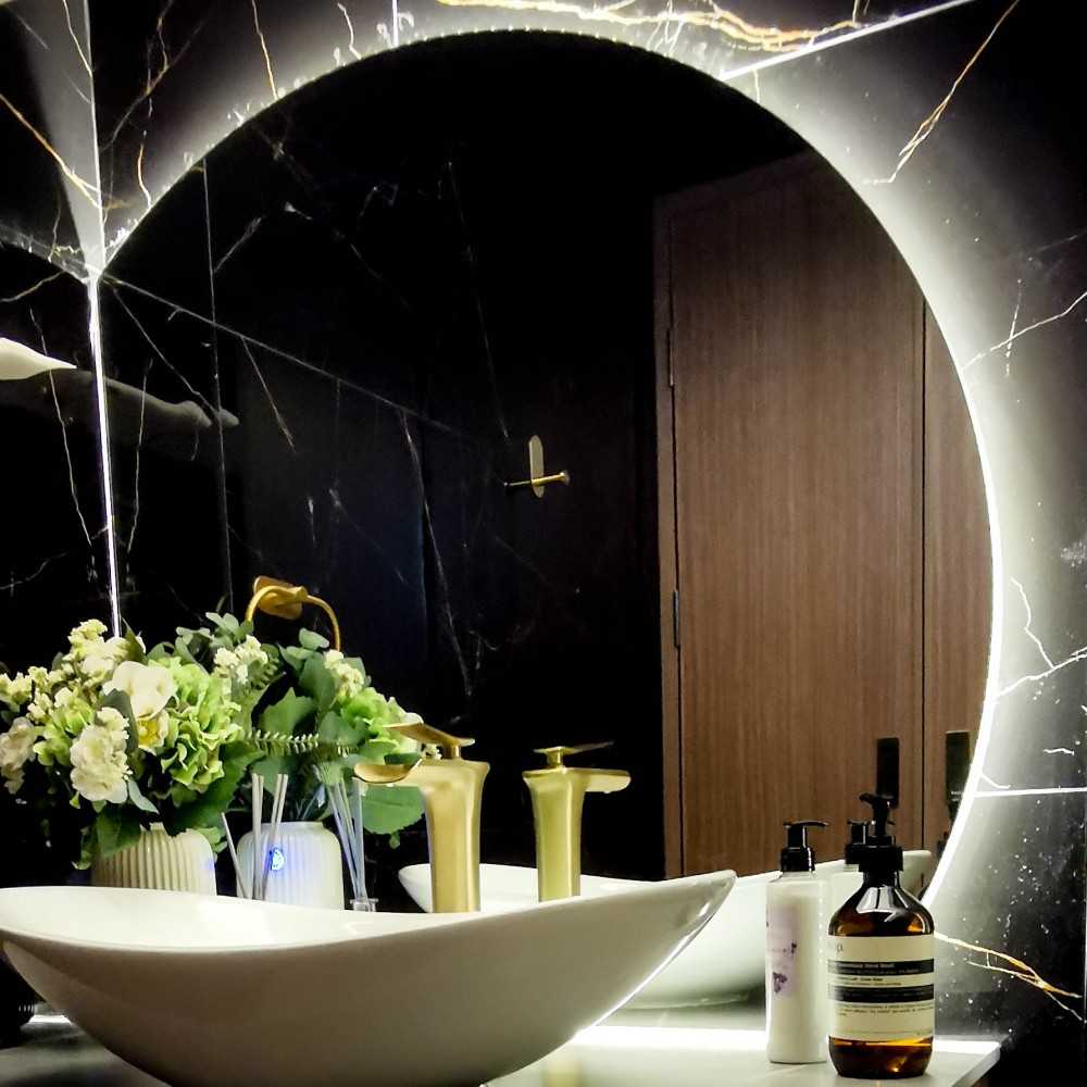 Contemporary Bathroom with Mirror and Bathroom Mirrors