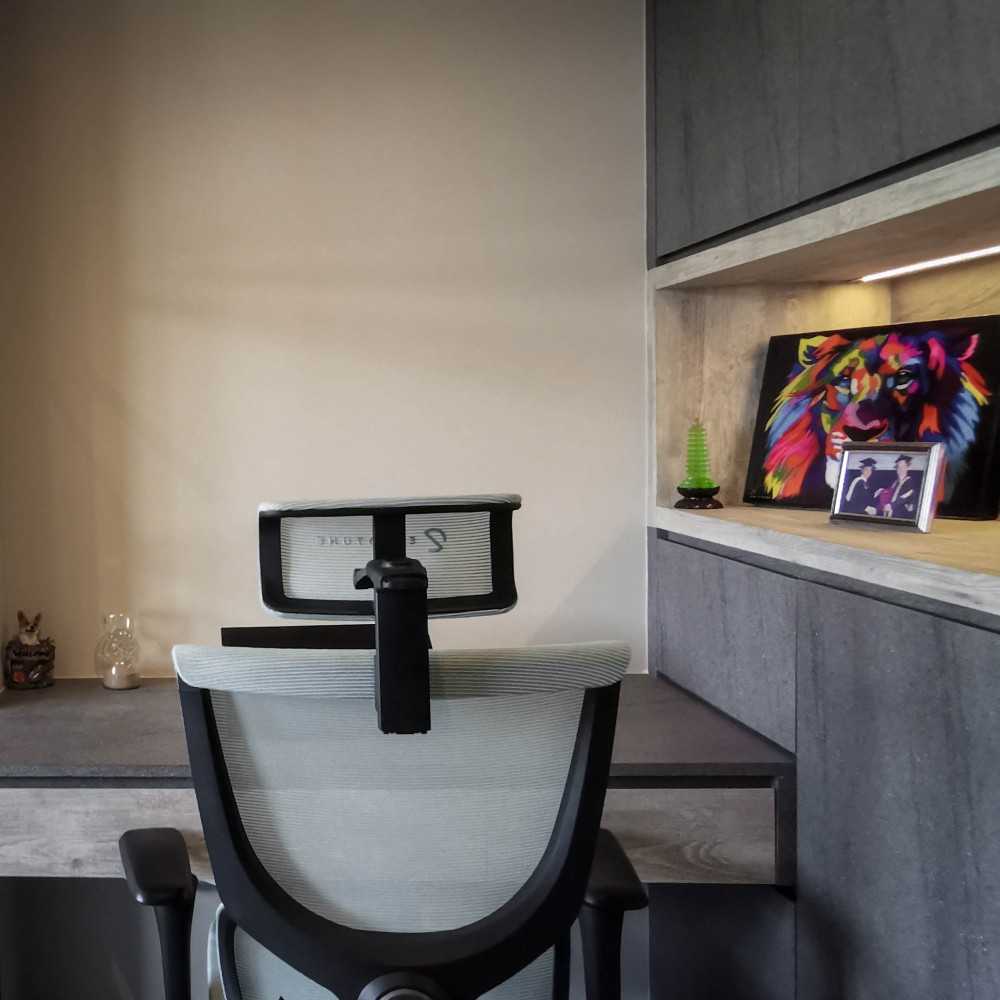 Contemporary Study with Bookshelf and Drop Light