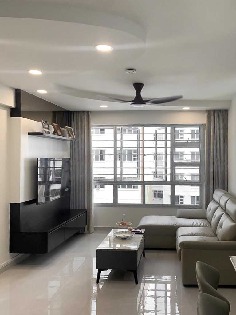 Scandinavian Living Room with TV Console and Panelling