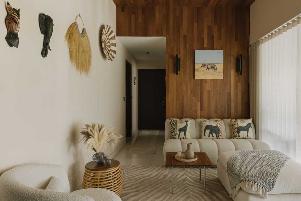 Minimalist Living Room with Feature Wall and Artwork