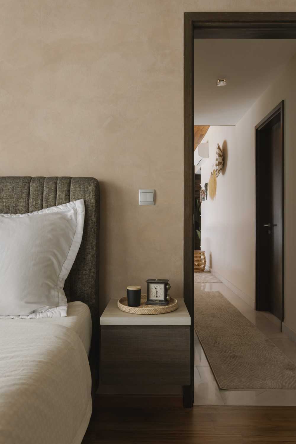 Minimalist Bedroom with Artwork and Wallpaper
