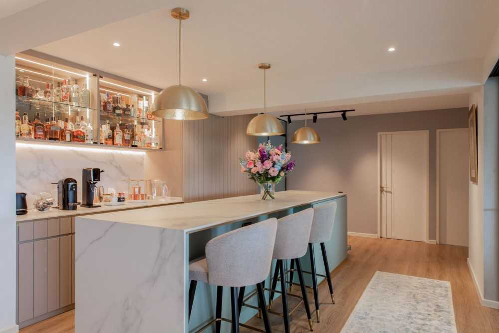 Scandinavian Dining Room with Drop Light and Dining Chairs