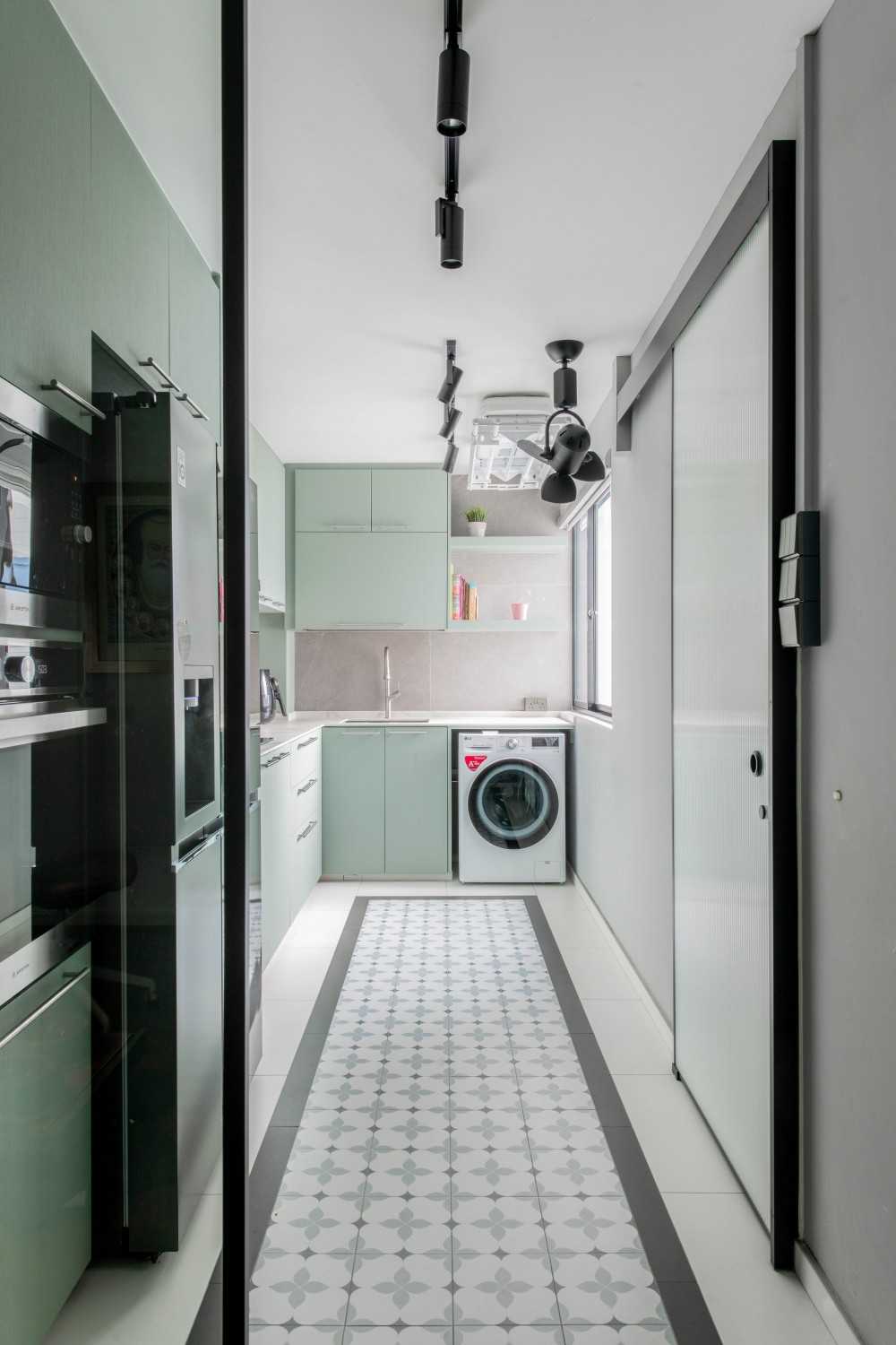 Scandinavian Kitchen with Countertop and Kitchen Window