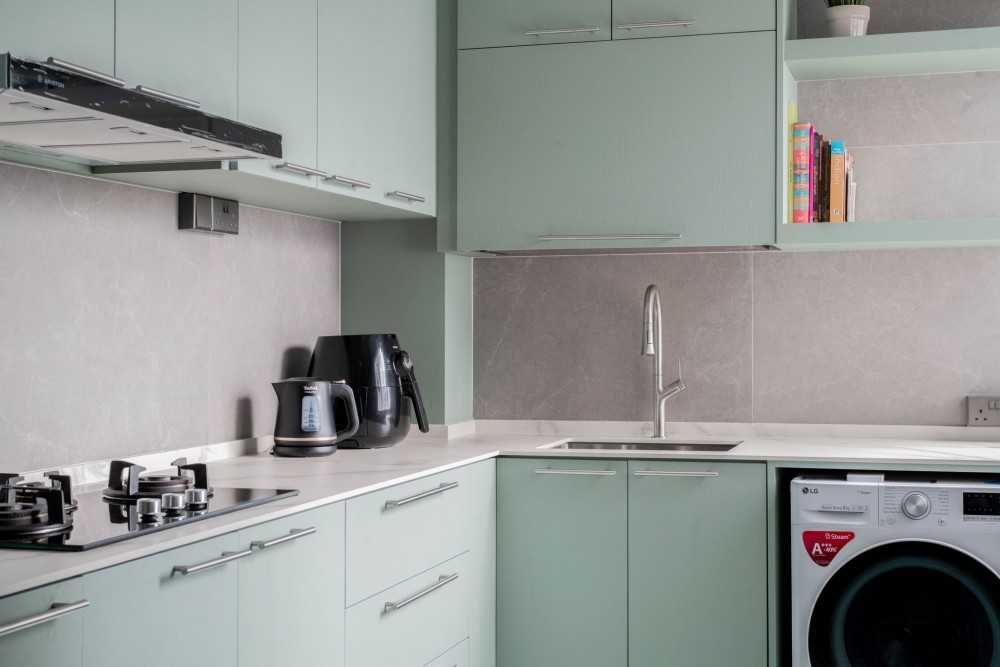 Scandinavian Kitchen with Kitchen Island and Cupboard