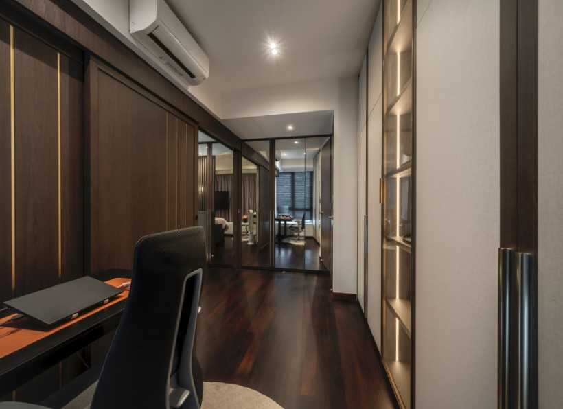 Contemporary Bedroom with Vinyl Flooring and Wood Flooring