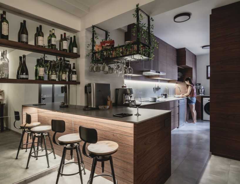 Modern Kitchen with Countertop and Washing Machine