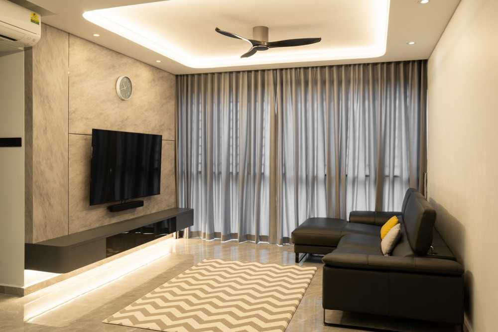 Modern Living Room with TV Console and Feature Wall