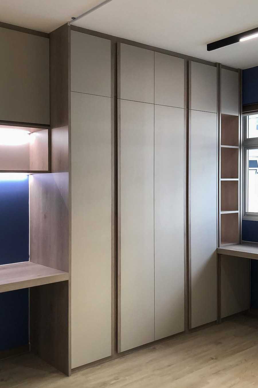 Scandinavian Bedroom with Wardrobe and Paintings