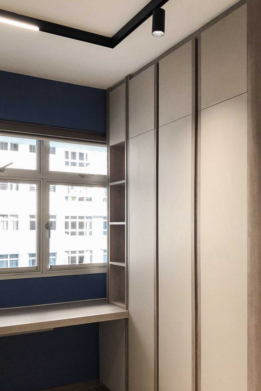Scandinavian Bedroom with Wardrobe and Paintings