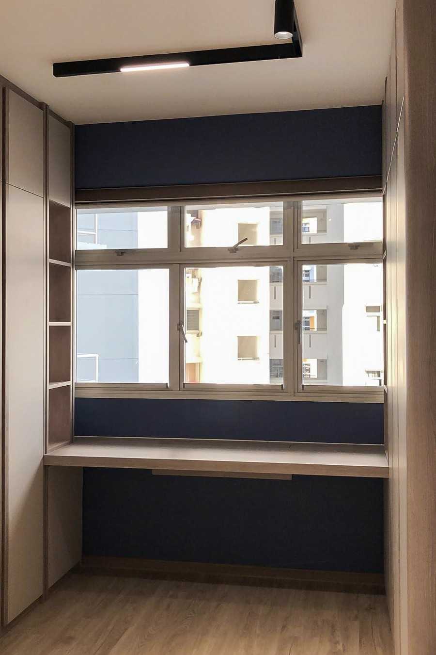 Scandinavian Bedroom with Window Grille and Paintings