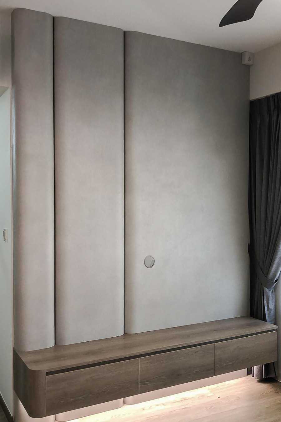 Scandinavian Living Room with TV Console and Panelling