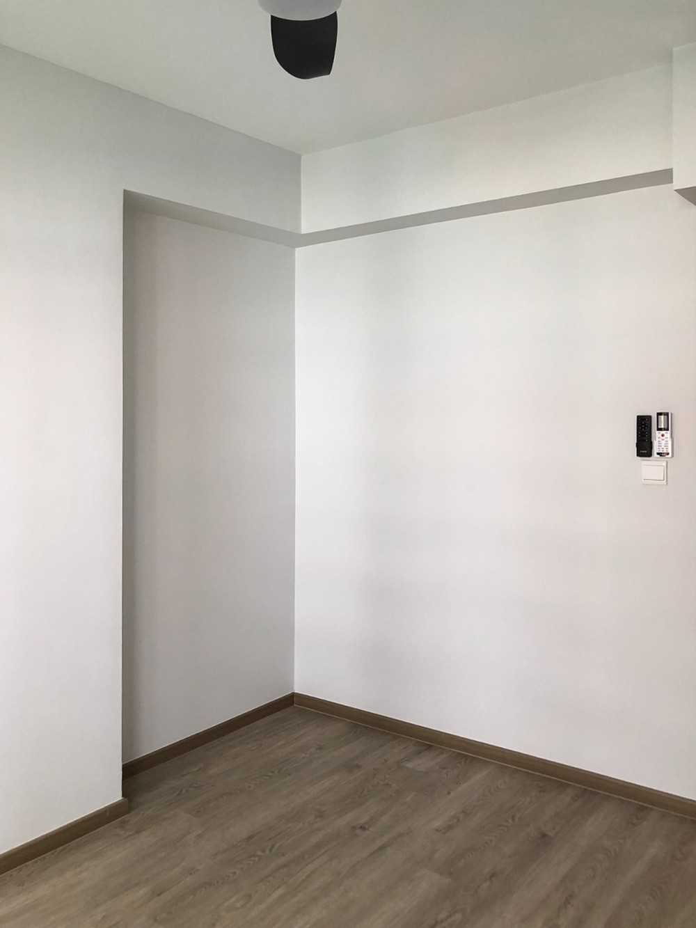 Scandinavian Bedroom with Paintings and Flooring