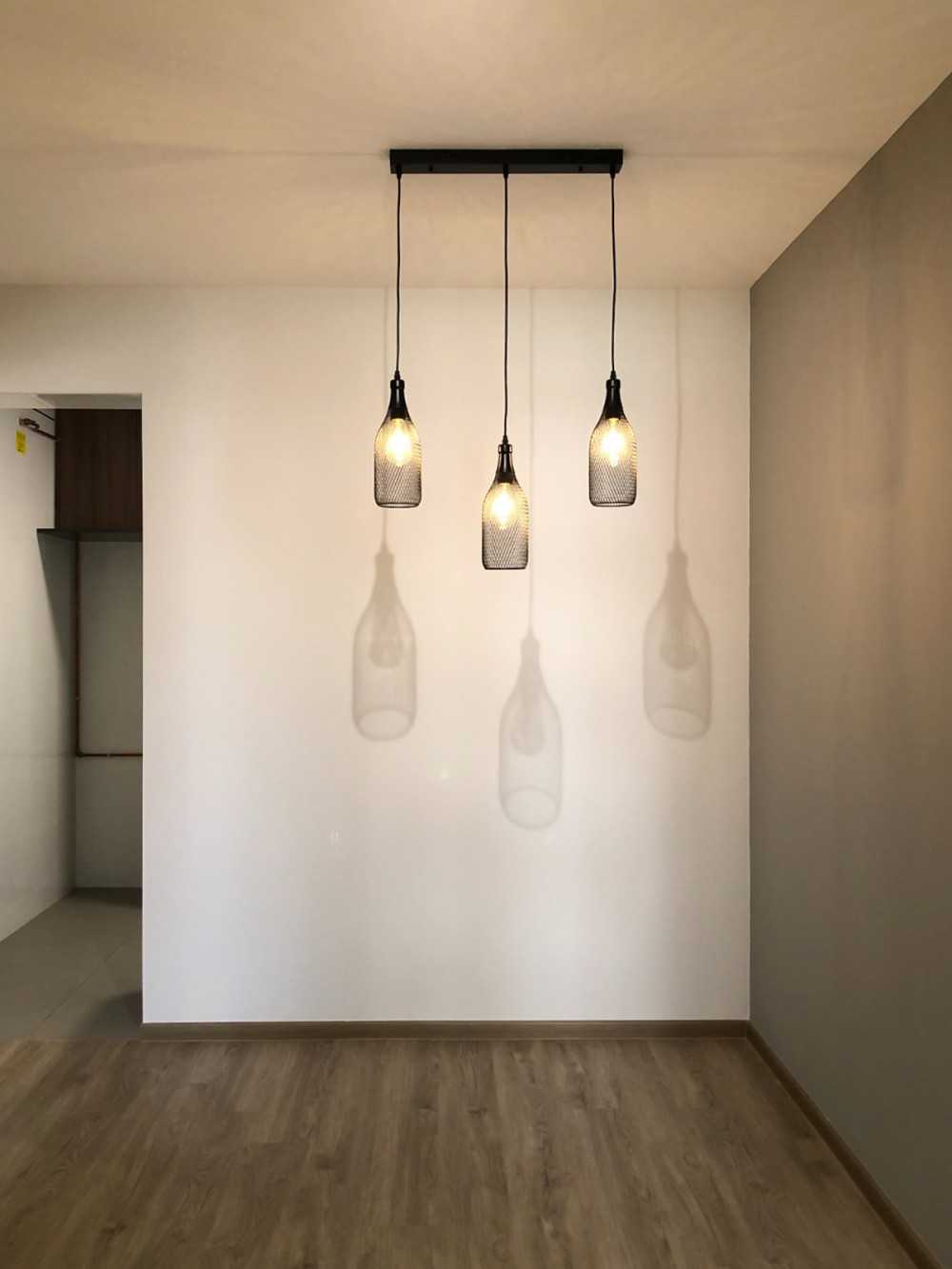 Scandinavian Dining Room with Paintings and Flooring
