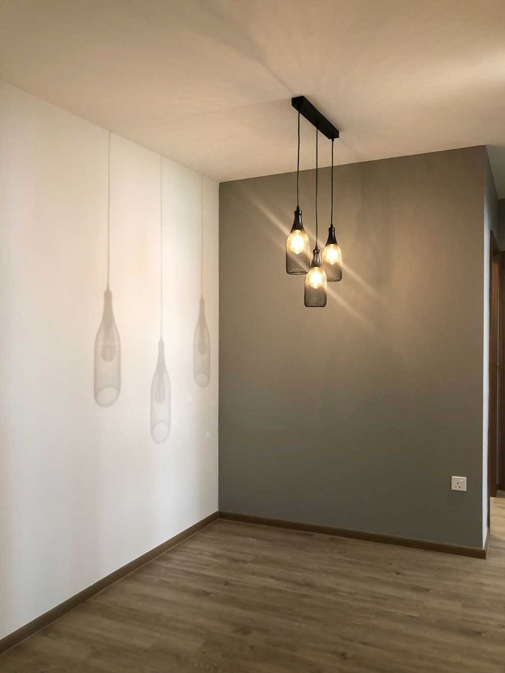 Scandinavian Dining Room with Paintings and Flooring