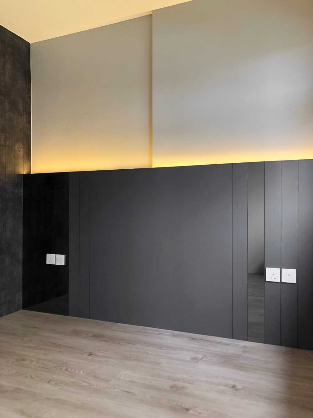 Scandinavian Bedroom with Built-in Bed and Panelling