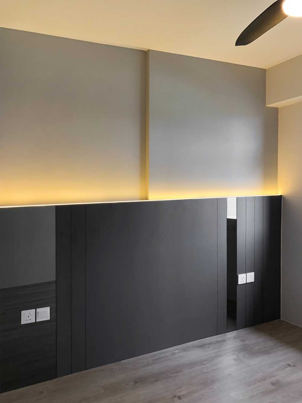 Scandinavian Bedroom with Built-in Bed and Panelling
