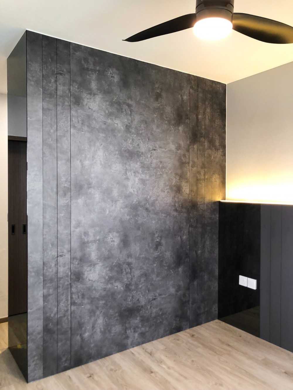 Scandinavian Bedroom with Wardrobe and Paintings