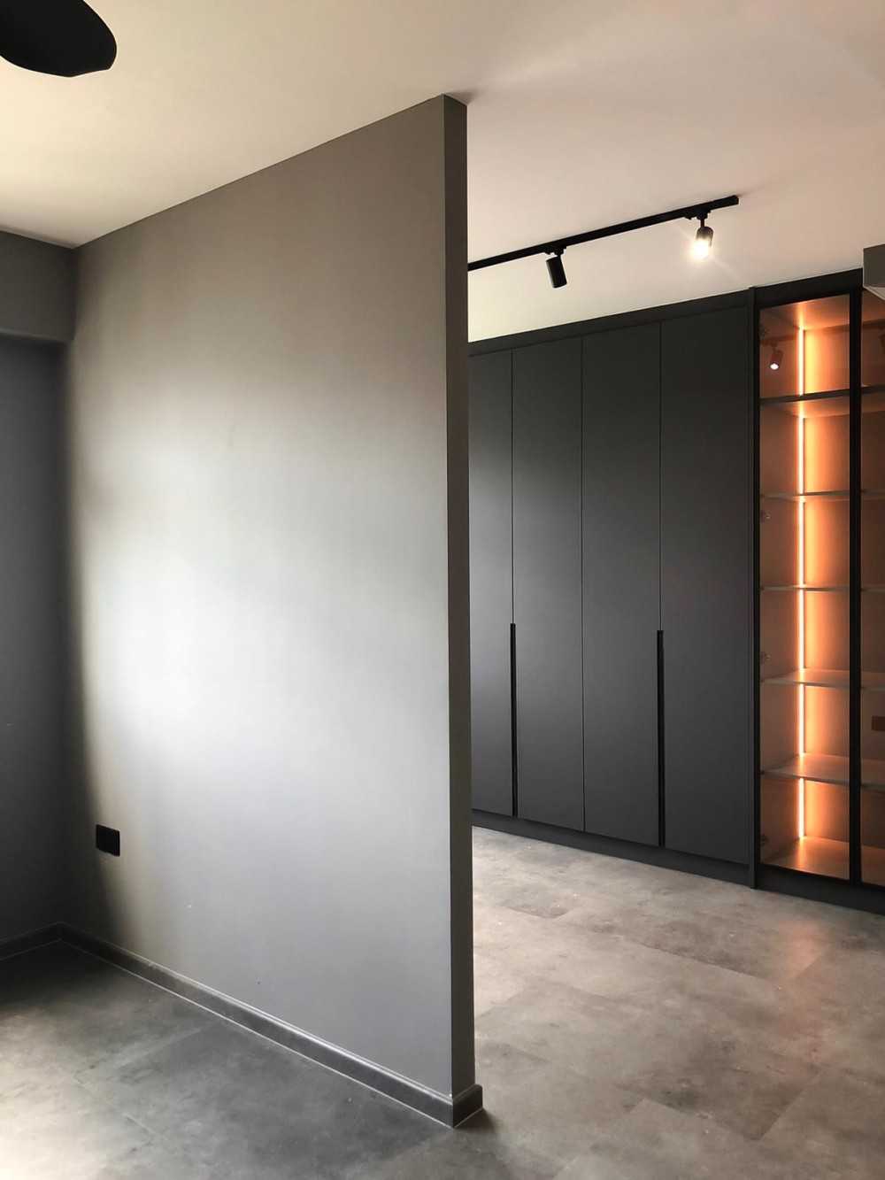 Scandinavian Bedroom with Wardrobe and Paintings