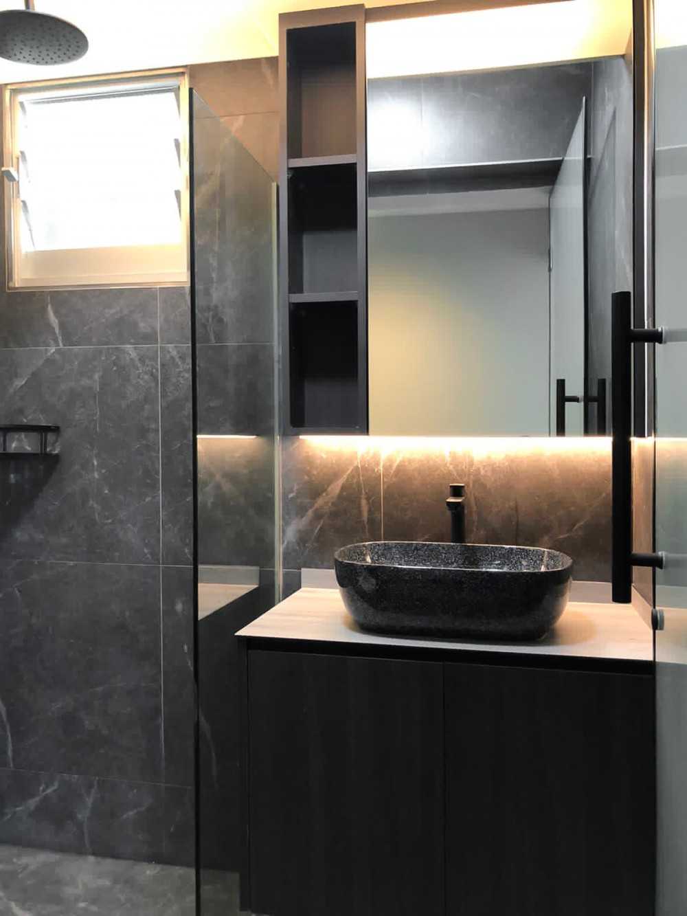Scandinavian Bathroom with Bathroom Storage and Bathroom Sinks