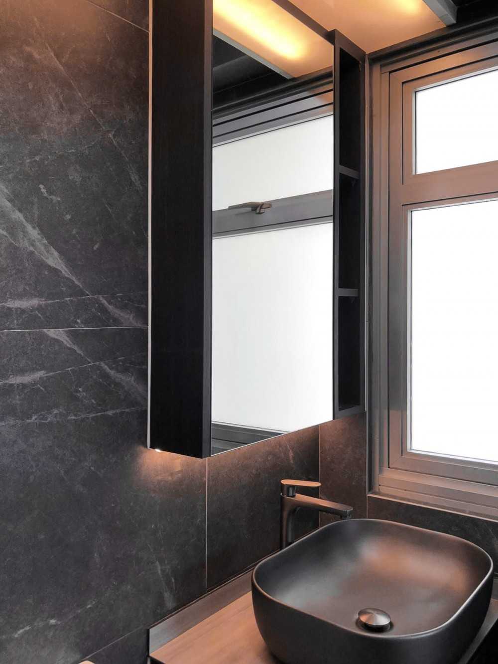 Scandinavian Bathroom with Mirror and Bathroom Mirrors
