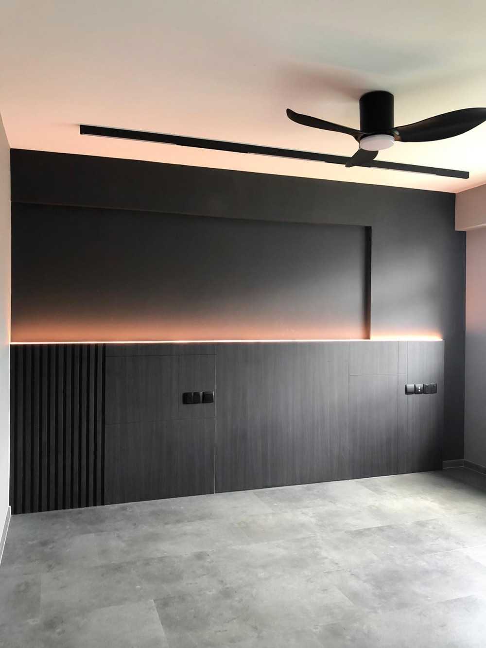 Scandinavian Bedroom with Built-in Bed and Panelling