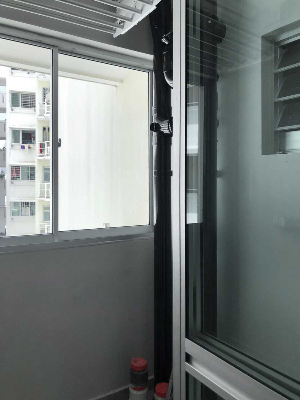 Scandinavian Kitchen with Glass Door and Window Grille
