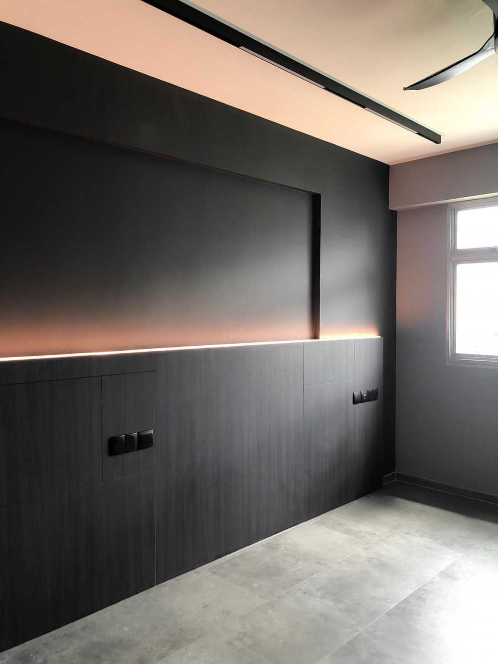 Scandinavian Bedroom with Built-in Bed and Panelling