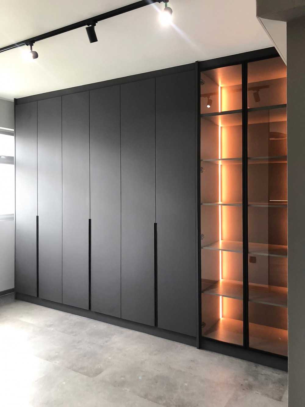 Scandinavian Bedroom with Wardrobe and Paintings