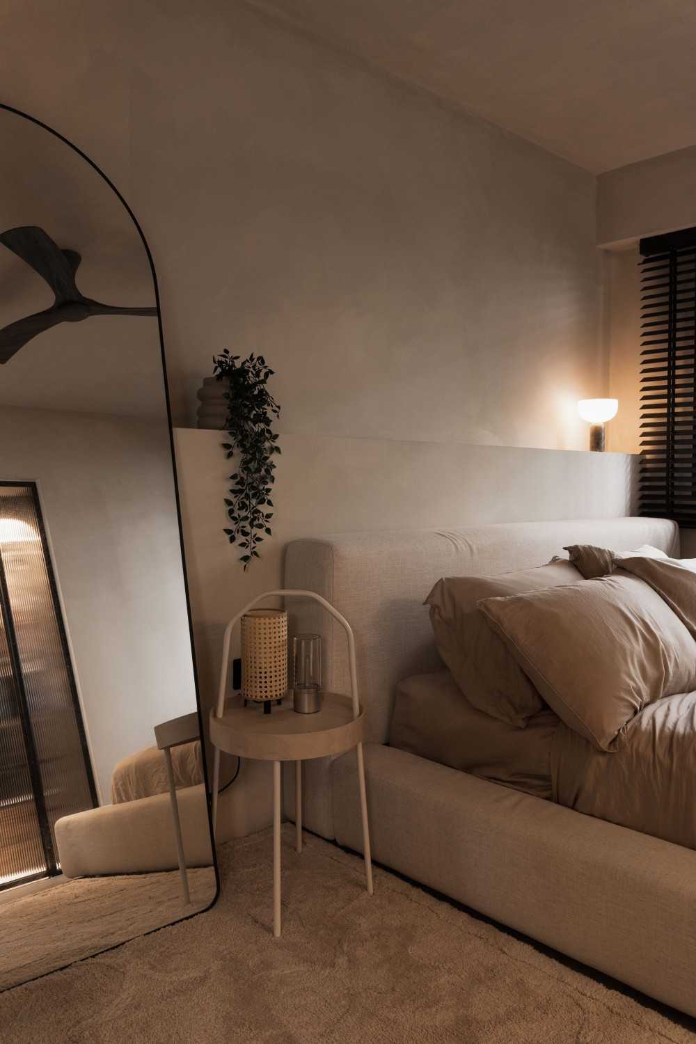 Contemporary Bedroom with Bedside Table and Bed