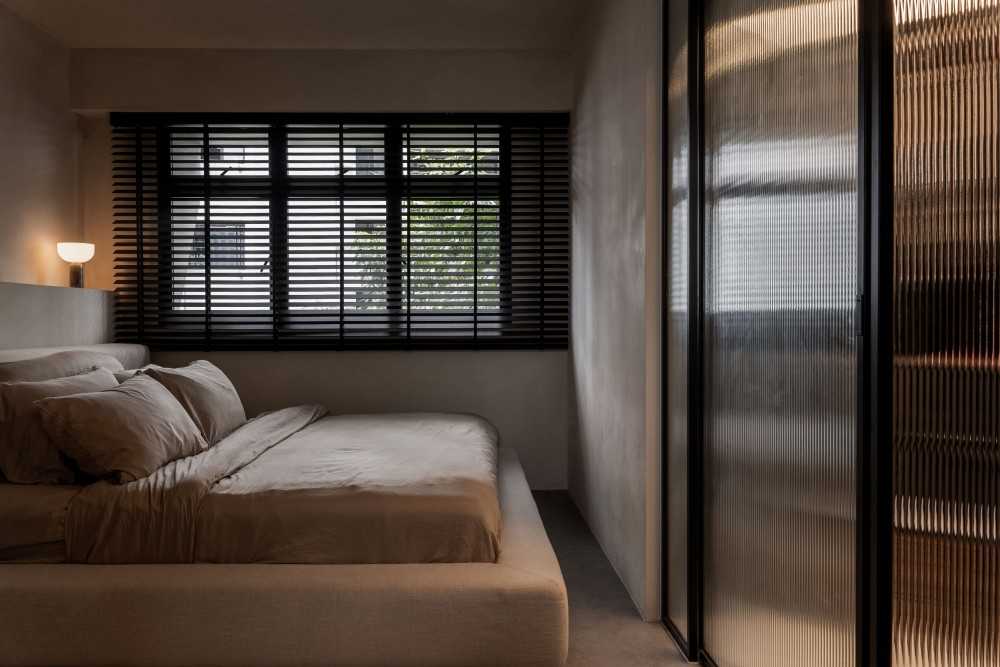 Contemporary Bedroom with Wardrobe and Bed