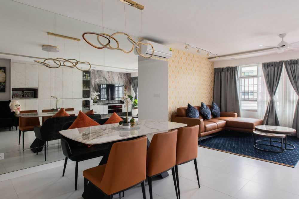 Modern Living Room with Bay Window and Sofa